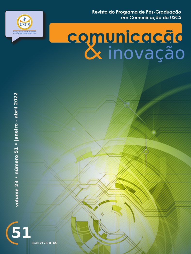 					View Vol. 23 No. 51 (2022): REVISTA COMUNICAÇÃO & INOVAÇÃO
				