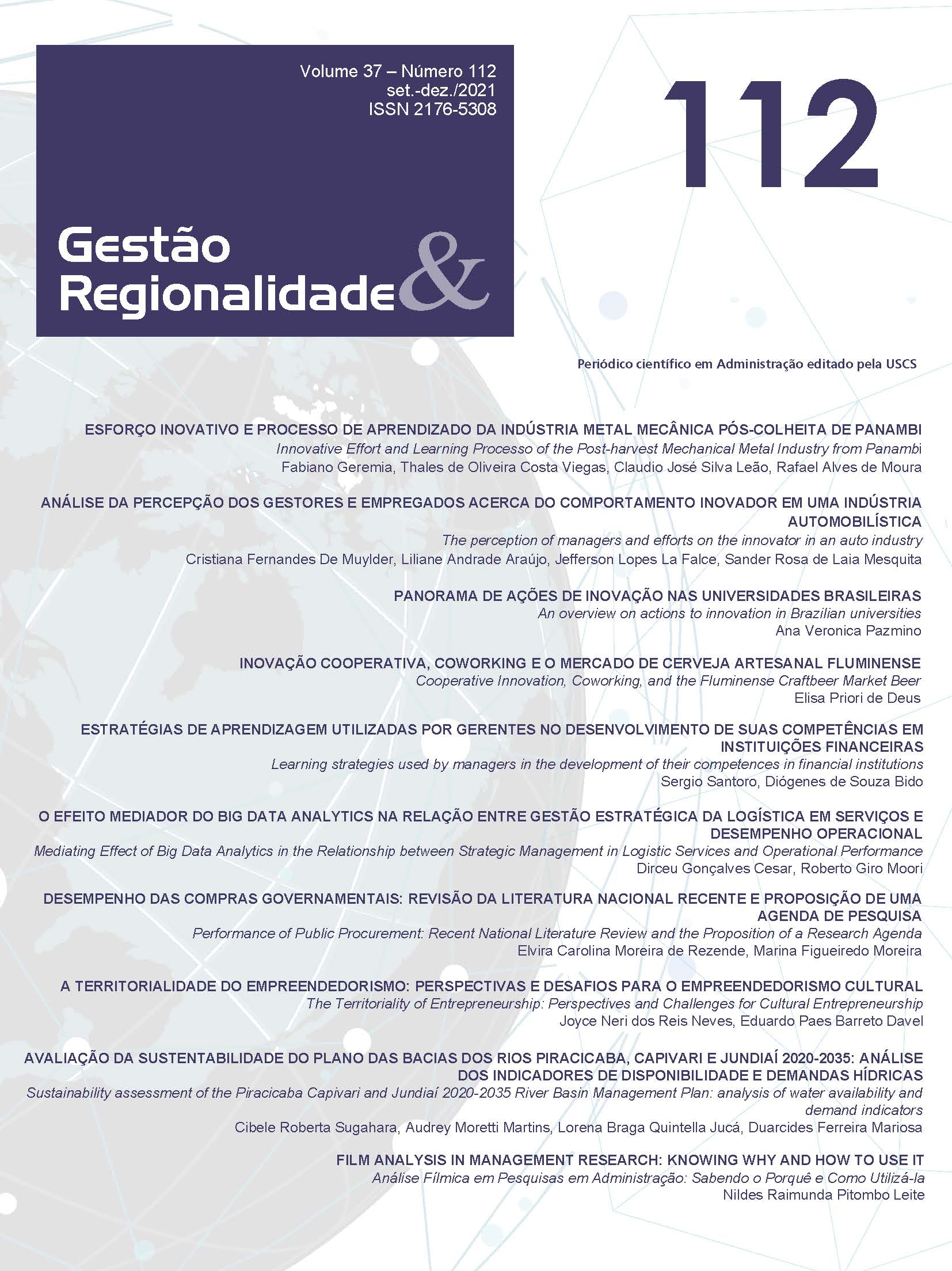 					Visualizar v. 37 n. 112 (2021): Gestão &Regionalidade
				